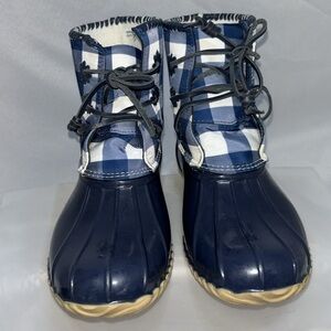 Jack Roger’s x Draper James Gingham Duck Boots Size 8 Blue White